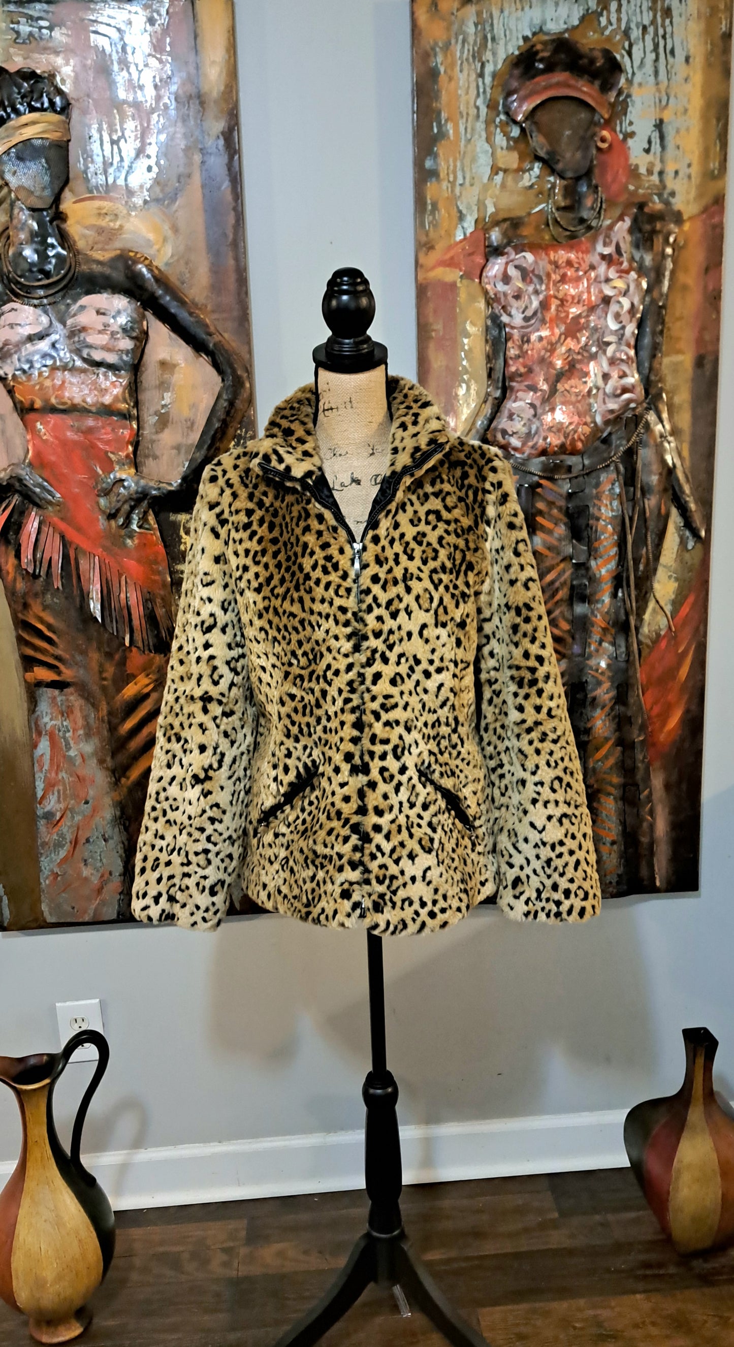 White Stag Animal Print Zip Up Jacket SZ S